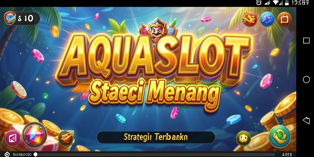 Screenshot utama AQUASLOT menunjukkan aksi intens dengan pertempuran strategis.