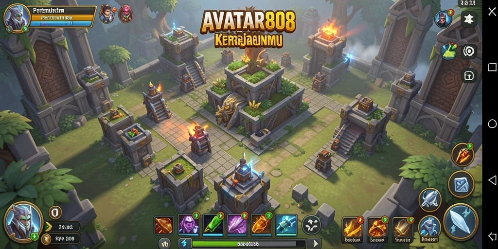 Tampilan gameplay AVATAR808 yang mendebarkan dalam Tower Defense.