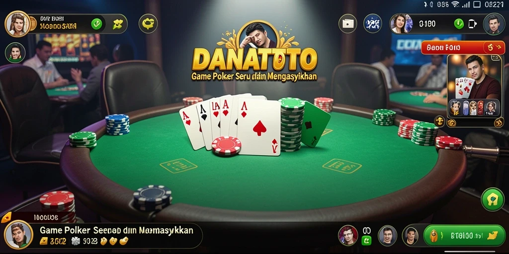 Tampilan gameplay Poker yang menarik dan interaktif di DANATOTO.