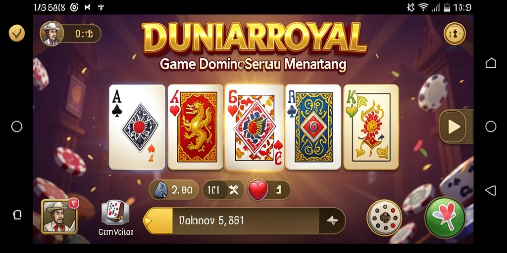 Screenshot DUNIAROYAL menampilkan gameplay seru dalam permainan Domino.