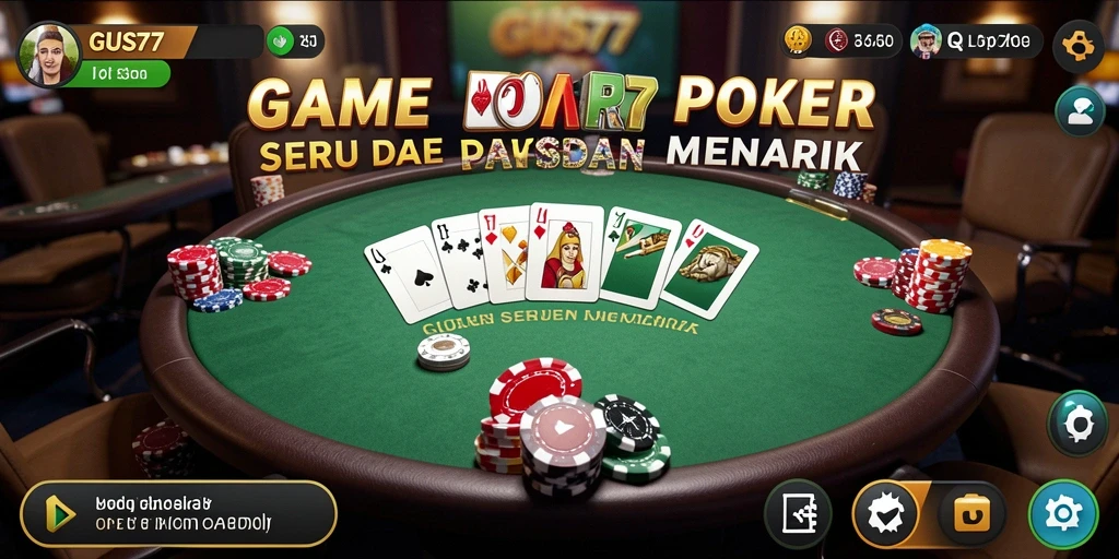 Screenshot GUS77 menampilkan suasana intens meja poker.