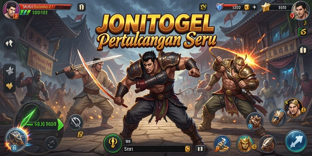 Gameplay JONITOGEL menunjukkan aksi pertarungan spektakuler.
