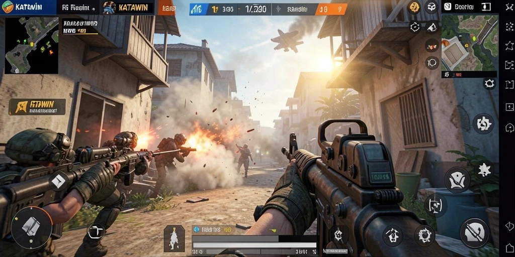 Tangkapan layar gameplay KATAWIN yang intens saat bertempur.