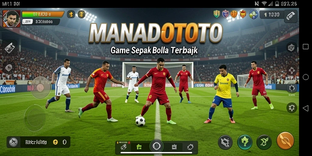 Tampilan pertandingan nyata dengan aksi sepak bola yang mendebarkan.