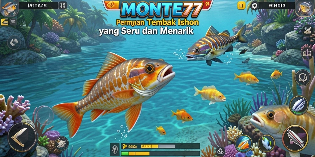 Screenshot MONTE77 menampilkan aksi seru menembak ikan.