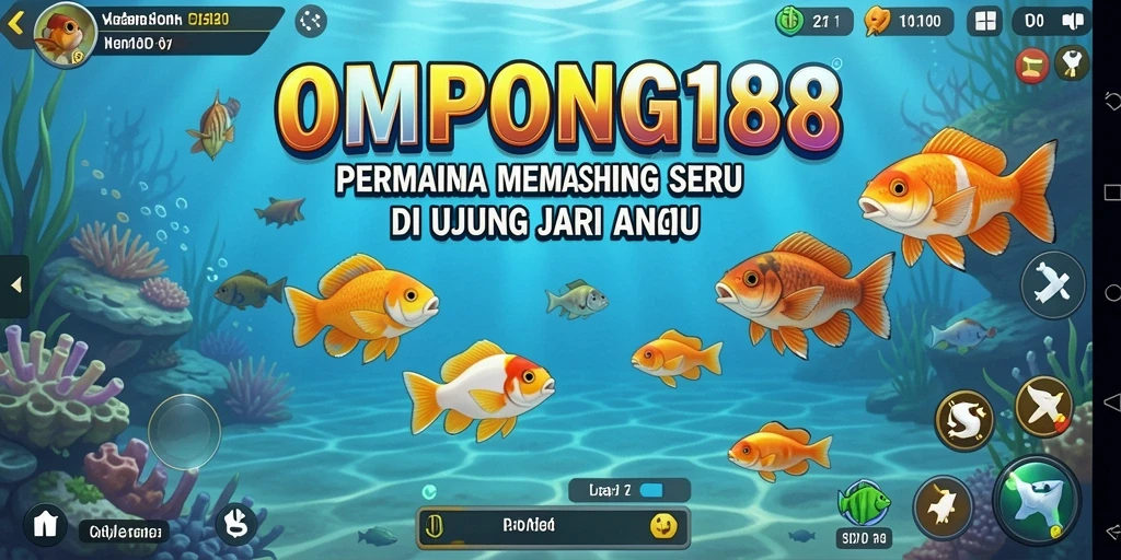 Screenshot gameplay OMPONG188 dengan ikan yang besar dan indah.