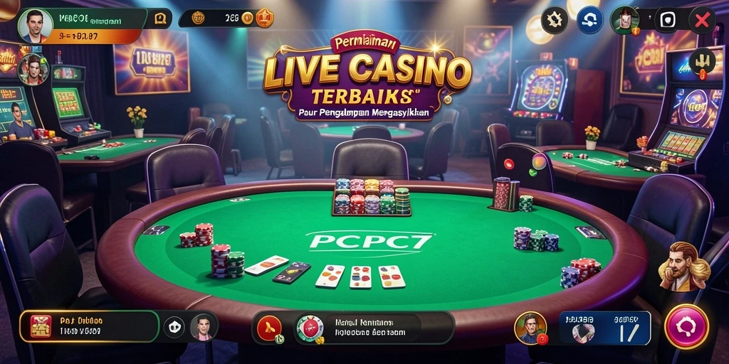 Screenshot gameplay Live Casino PCPC7 yang mendebarkan dan interaktif.