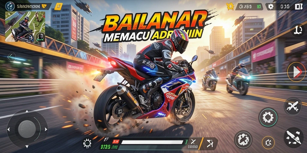 Tampilan gameplay seru dari balapan motor di T6.