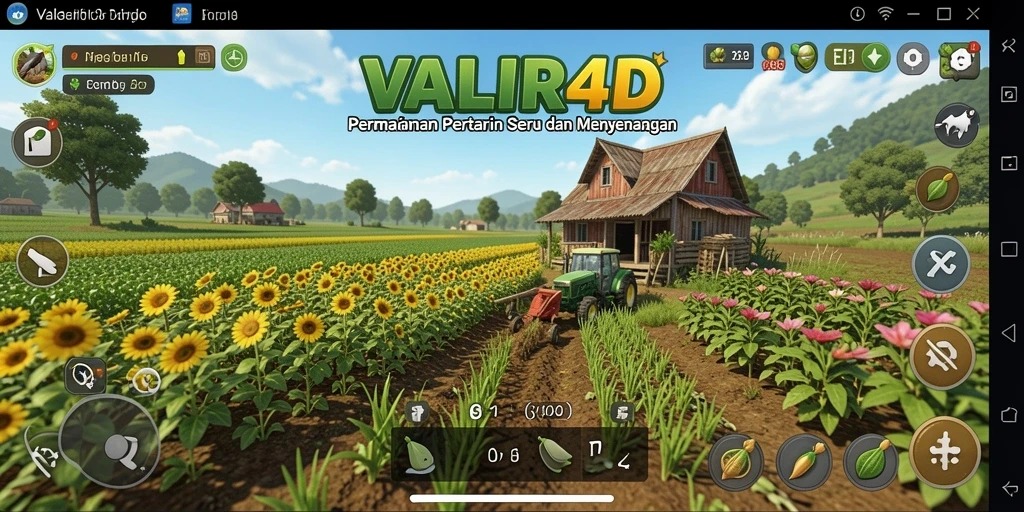 Tampilan gameplay <strong>VALIR4D</strong> yang menampilkan kegiatan bertani yang menyenangkan.