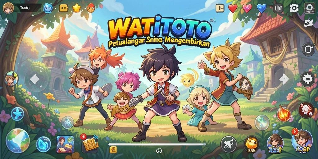 Tangkapan layar utama WATITOTO menampilkan aksi seru dari karakter Anime.
